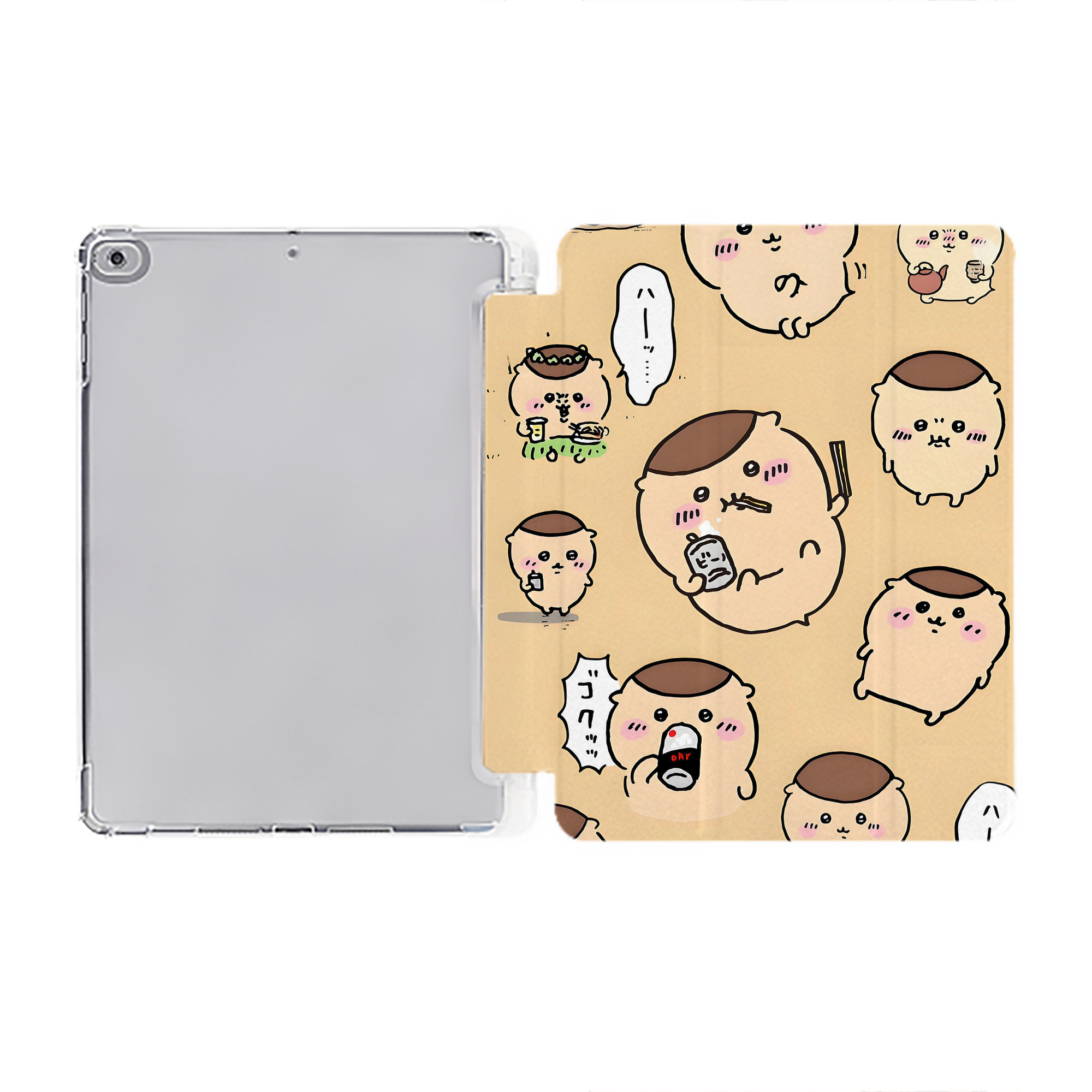 （画像用） ちいかわ Chii-kawa IPad ケース ペン収納付き 三つ折りスタンド PUレザー×シリコン 対応機種9.5/10.5/10.9インチ